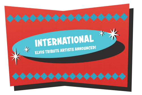 red graphic image that says international elvis tribute artists announced
